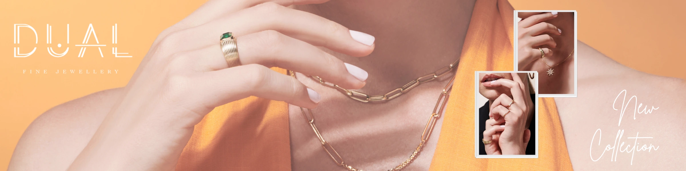 DUAL web banner with hands wearing rings