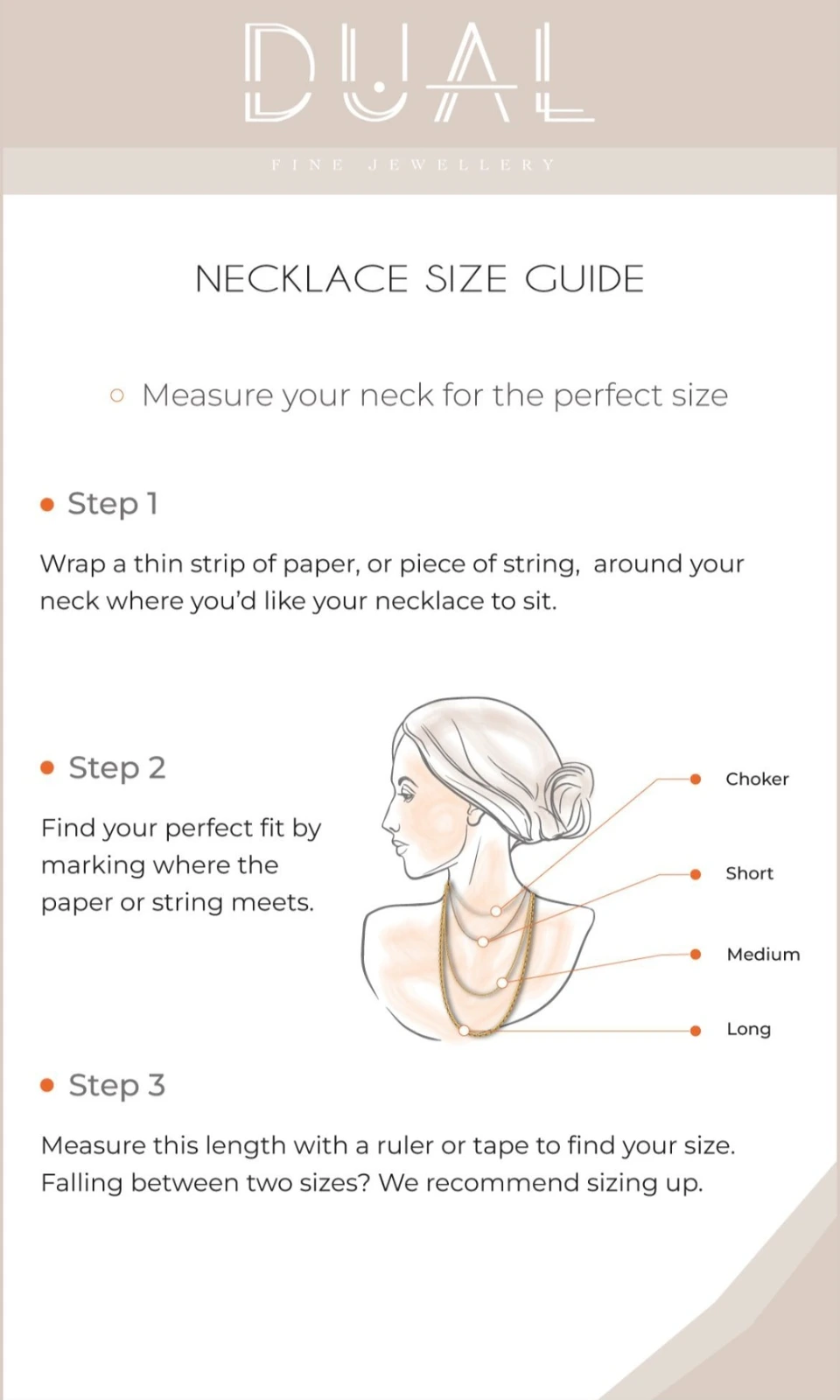 DUAL necklace length guide, Instagram story