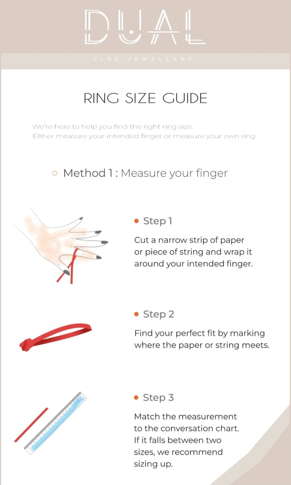 DUAL ring size guide, Instagram story 1