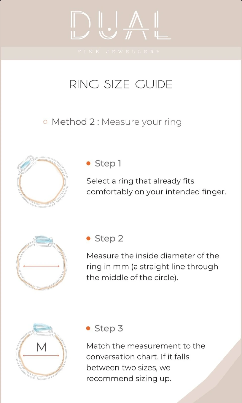 DUAL ring size guide, Instagram story 2