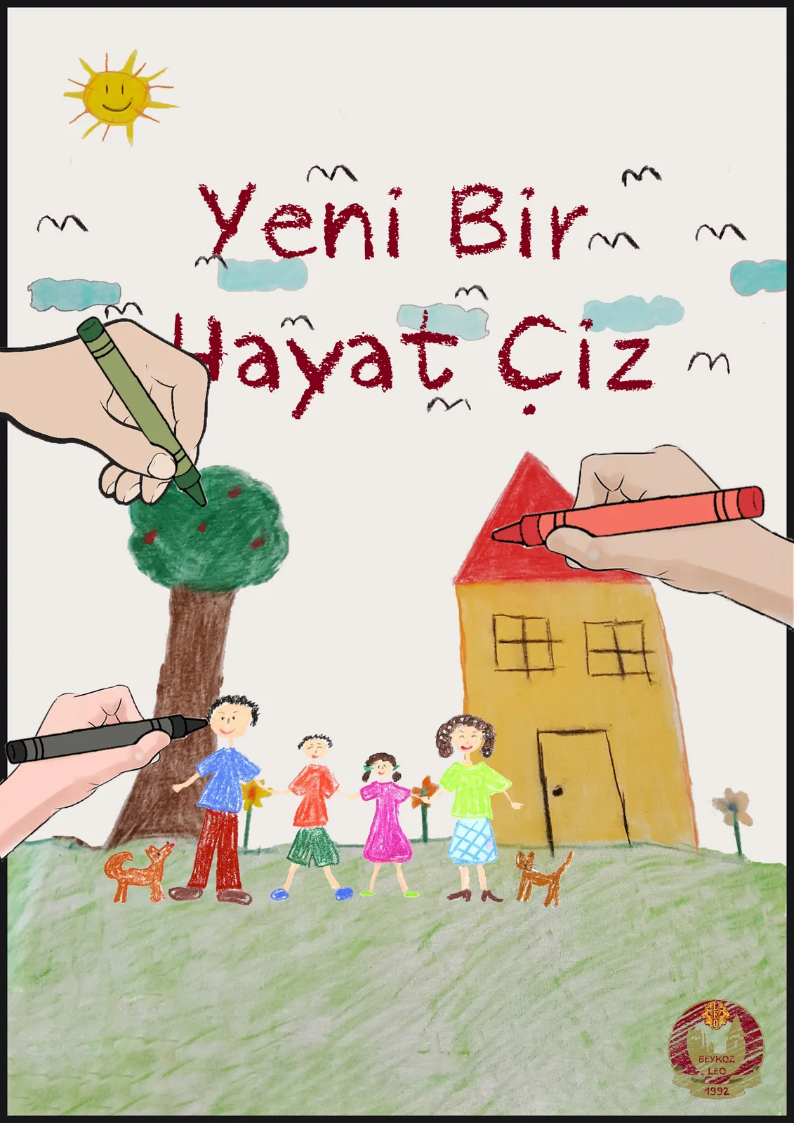 Yeni Bir Hayat Çiz poster in a crayon style